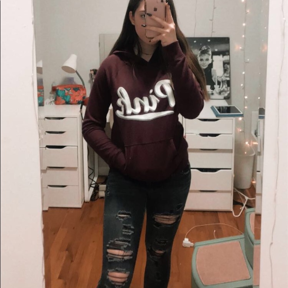 vs pink bergundy hoodie